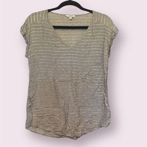 Express Striped Blouse, Silver/Grey/White